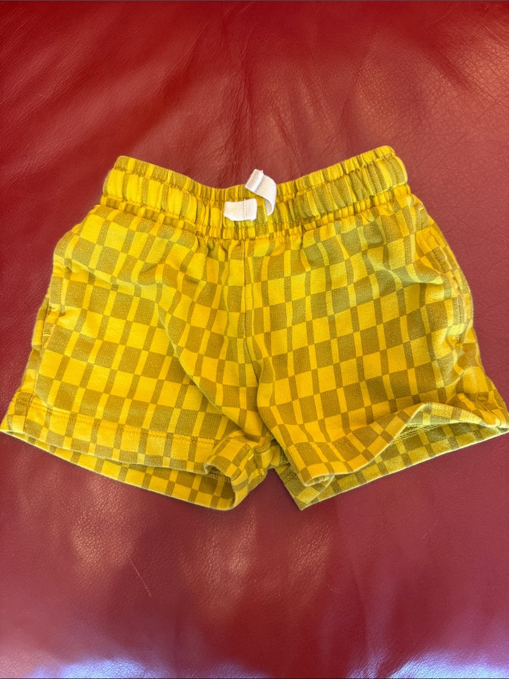 3T Kids Checkerboard Drawstring Shorts in Yellow Hanna Andersson